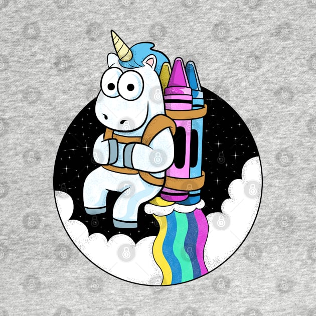 Cute Unicorn rocket rainbow crayon by daizzy